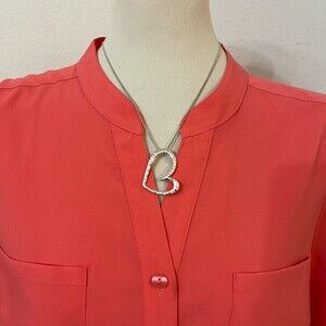 NY Silver-tone Chain Heart Pendant Fashion Necklace Jewelry